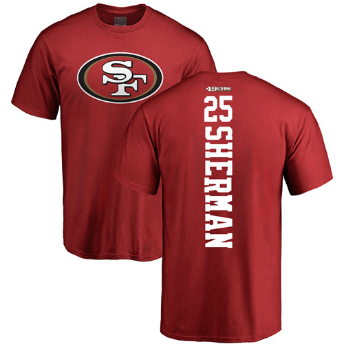 Men San Francisco 49ers Red Richard Sherman Backer #25 NFL T Shirt